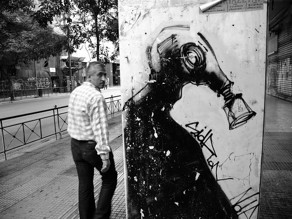 Athens, gas mask